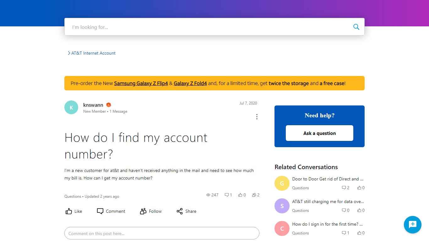 ‎How do I find my account number? | AT&T Community Forums